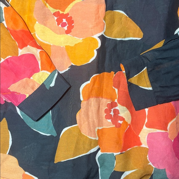 Sezane Pierro black silk top Never Ending Summer button down women’s blouse - Picture 6 of 12